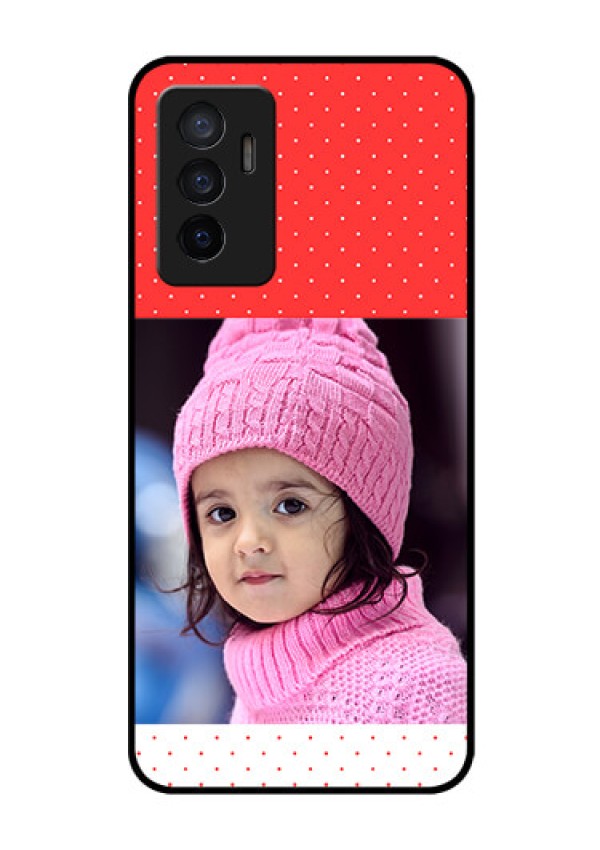 Vivo V23e 5G Photo Printing on Glass Case - Red Pattern Design