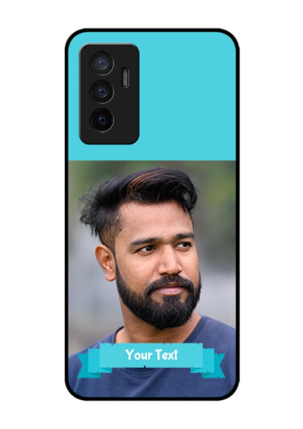 Vivo V23e 5G Personalized Glass Phone Case - Simple Blue Color Design