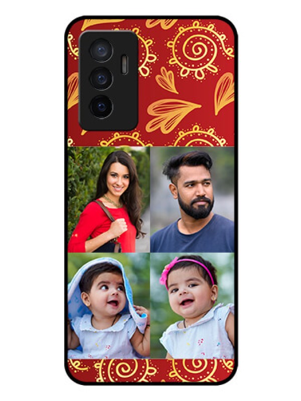 Custom Vivo V23e 5G Photo Printing on Glass Case - 4 Image Traditional Design