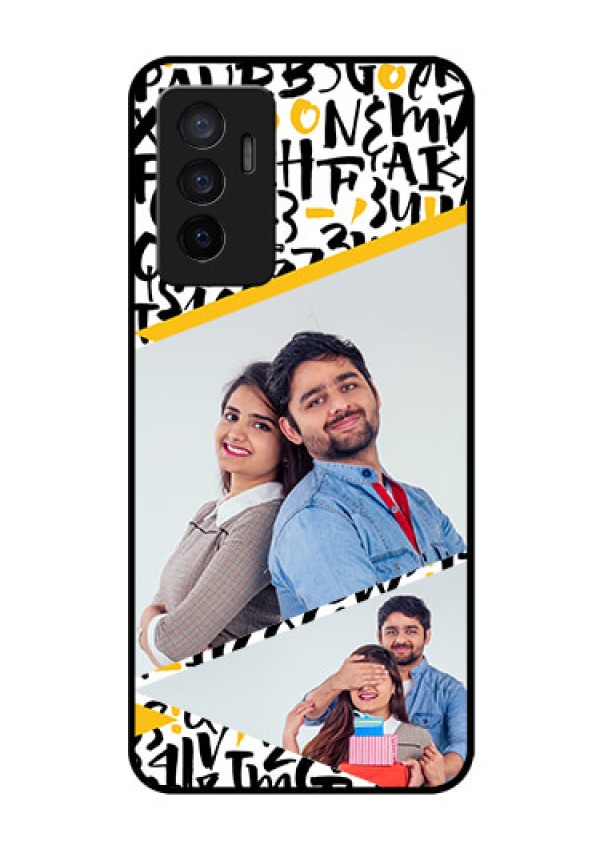 Vivo V23e 5G Custom Glass Mobile Case - Letters Pattern Design