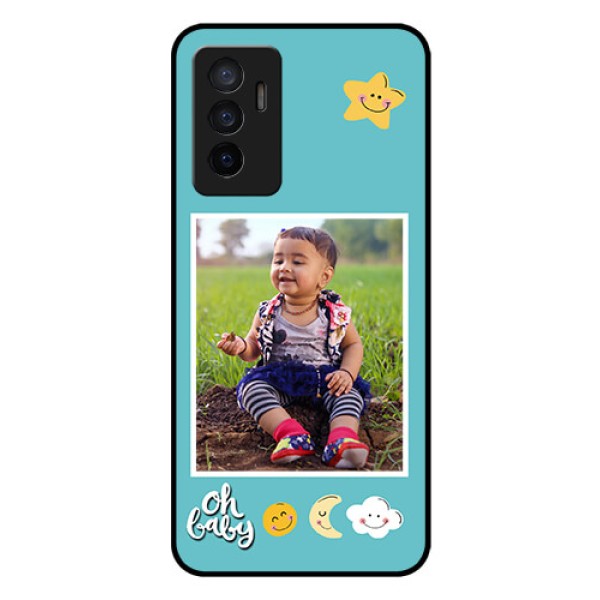 Vivo V23e 5G Personalized Glass Phone Case - Smiley Kids Stars Design