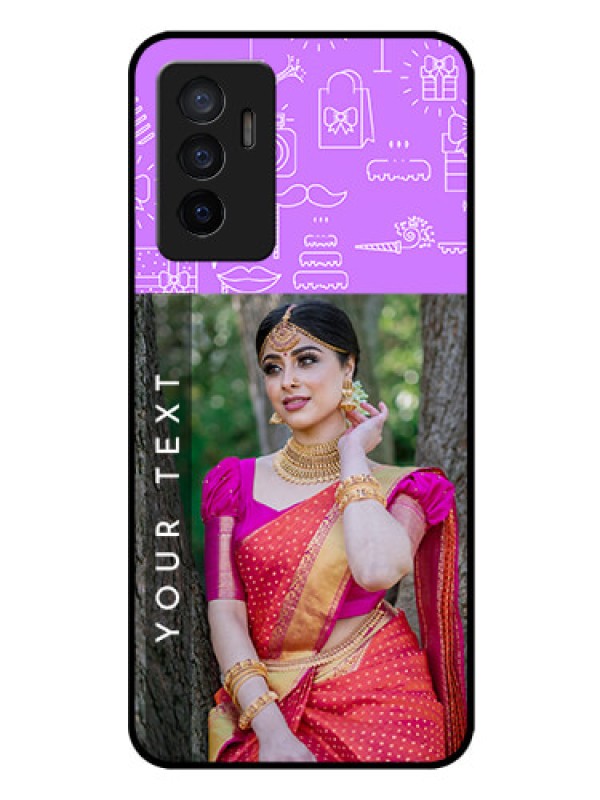 Custom Vivo V23e 5G Custom Glass Mobile Case - Birthday Icons Design