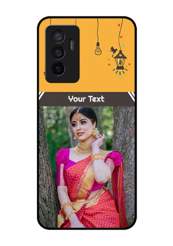 Vivo V23e 5G Custom Glass Mobile Case - with Family Picture and Icons
