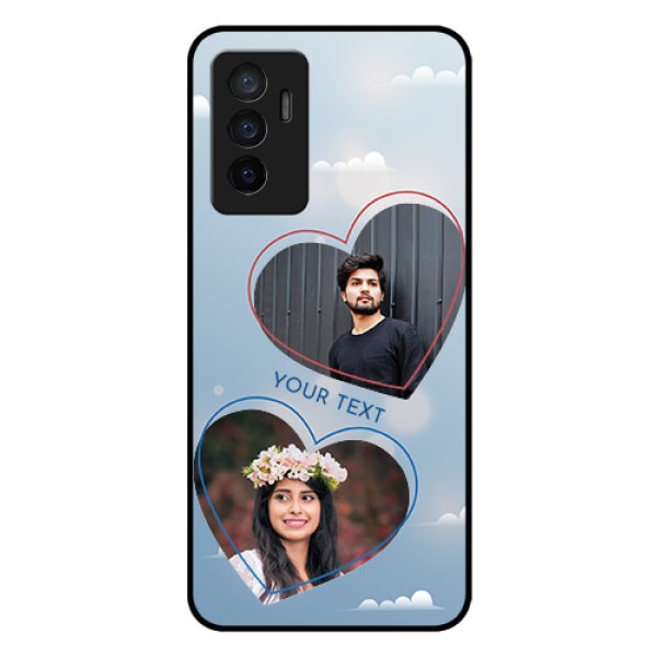 Vivo V23e 5G Custom Glass Mobile Case - Blue Color Couple Design