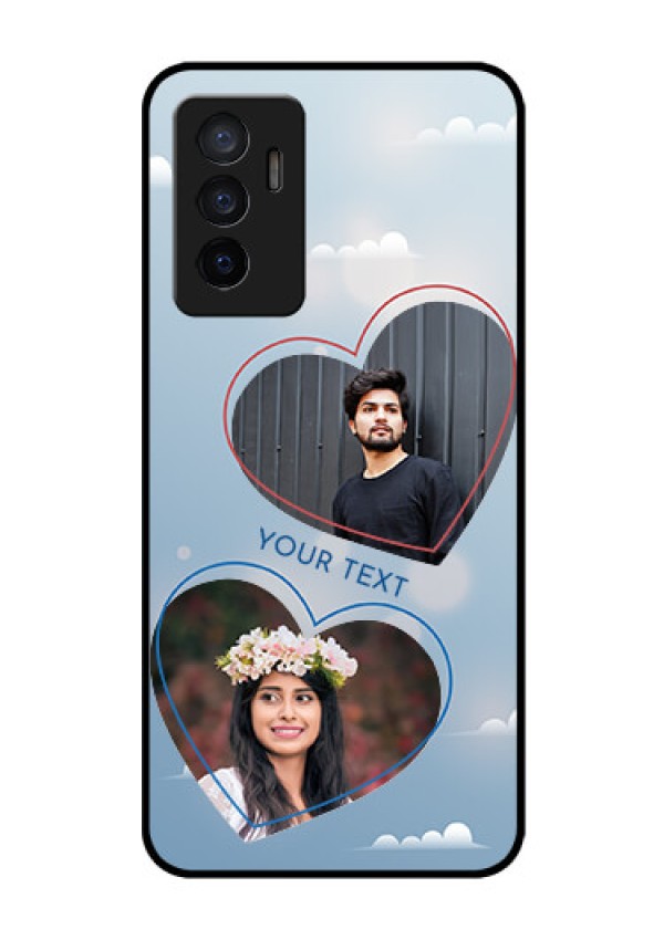 Vivo V23e 5G Custom Glass Mobile Case - Blue Color Couple Design