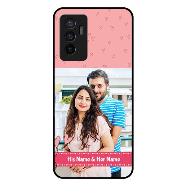 Vivo V23e 5G Personalized Glass Phone Case - Love Design Peach Color