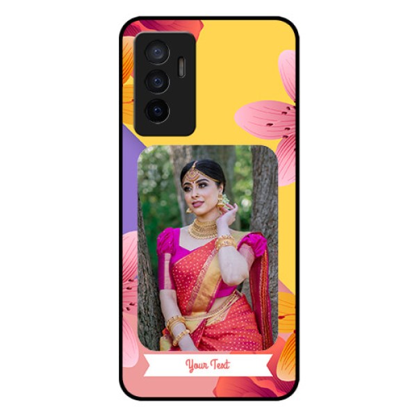 Vivo V23e 5G Custom Glass Mobile Case - 3 Image With Vintage Floral Design