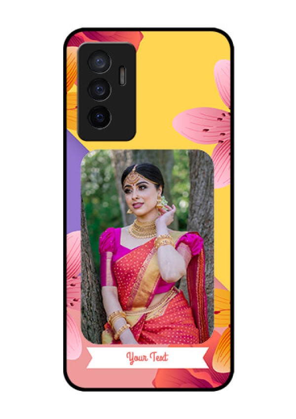 Vivo V23e 5G Custom Glass Mobile Case - 3 Image With Vintage Floral Design
