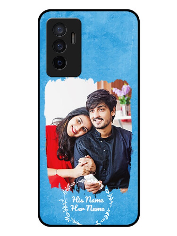 Custom Vivo V23E 5G Custom Glass Phone Case - Blue Color Vintage Design