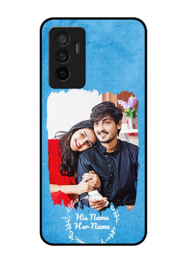 Vivo V23E 5G Custom Glass Phone Case - Blue Color Vintage Design