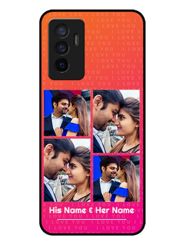 Custom Vivo V23e 5G Custom Glass Phone Case - I Love You Pink Design