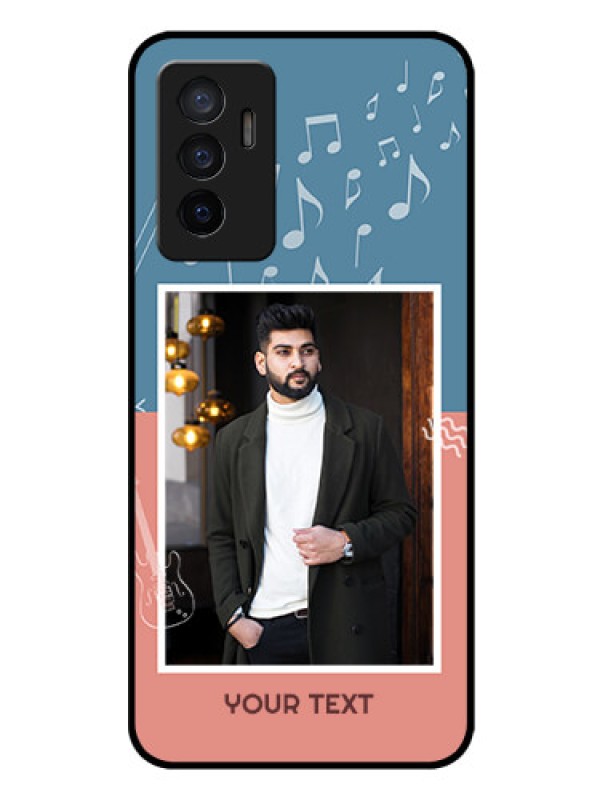 Custom Vivo V23e 5G Photo Printing on Glass Case - with Color Musical Note Design