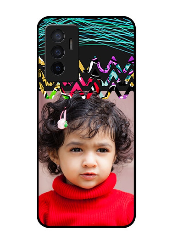 Vivo V23e 5G Personalized Glass Phone Case - Neon Abstract Design