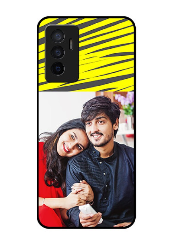 Vivo V23e 5G Photo Printing on Glass Case - Yellow Abstract Design