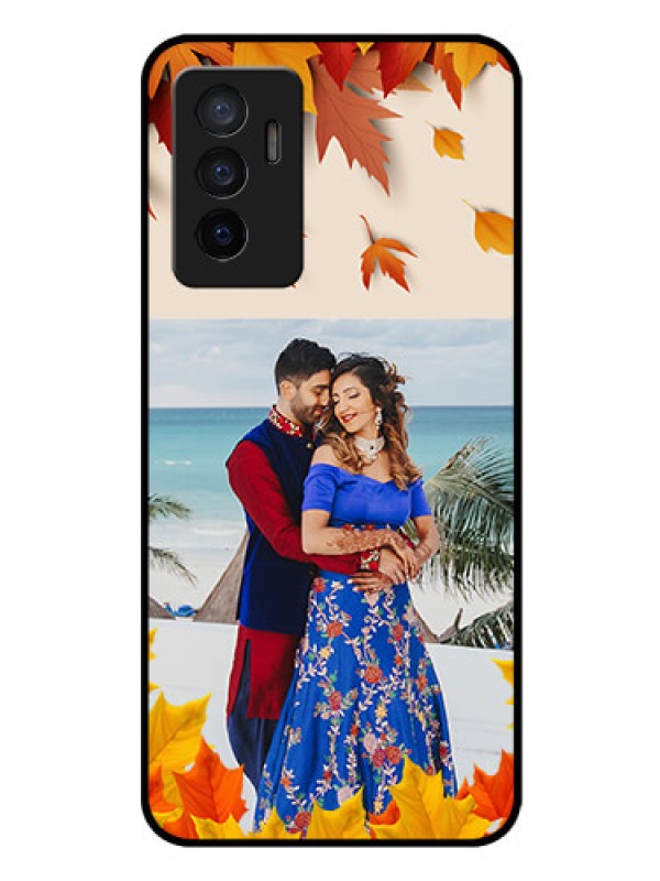 Custom Vivo V23e 5G Photo Printing on Glass Case - Autumn Maple Leaves Design