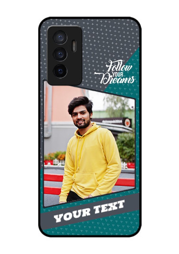 Vivo V23e 5G Personalized Glass Phone Case - Background Pattern Design with Quote