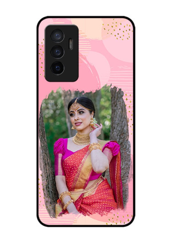 Vivo V23e 5G Personalized Glass Phone Case - Gold Glitter Splash Design