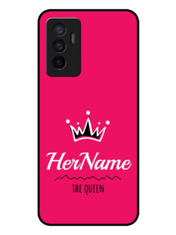 Custom Vivo V23e 5G Glass Phone Case Queen with Name