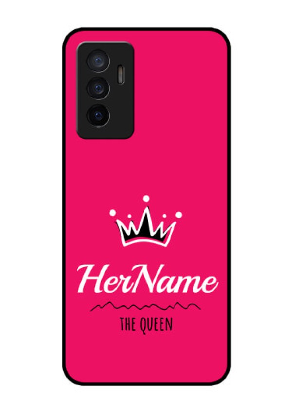 Vivo V23e 5G Glass Phone Case Queen with Name