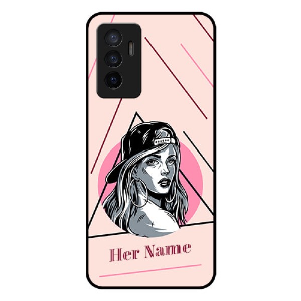 Vivo V23E 5G Personalized Glass Phone Case - Rockstar Girl Design