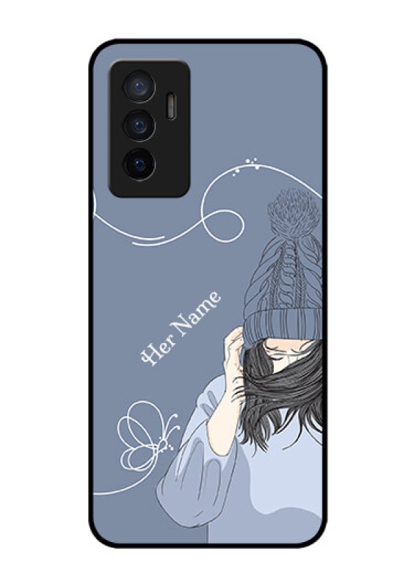 Vivo V23E 5G Custom Glass Mobile Case - Girl in winter outfit Design