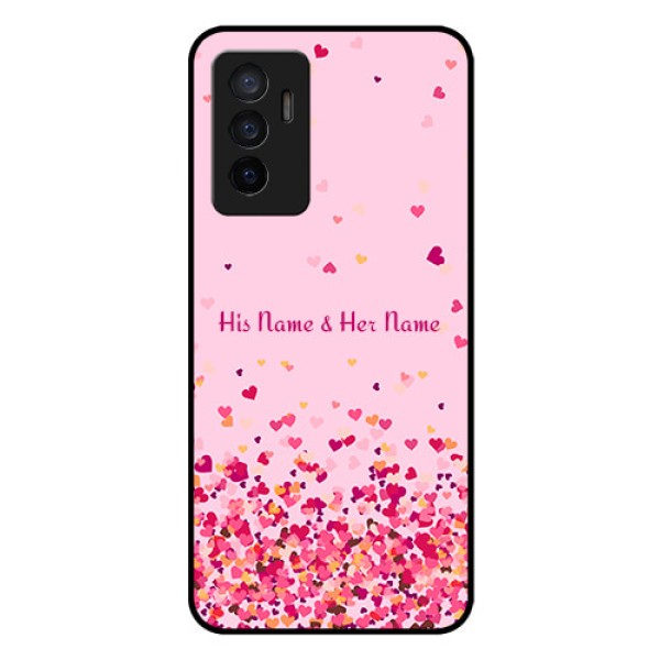 Vivo V23E 5G Photo Printing on Glass Case - Floating Hearts Design