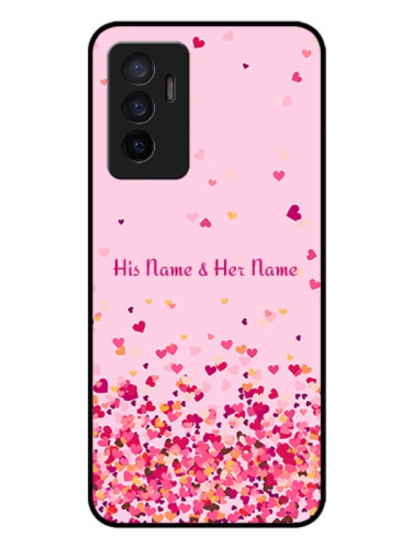 Custom Vivo V23E 5G Photo Printing on Glass Case - Floating Hearts Design