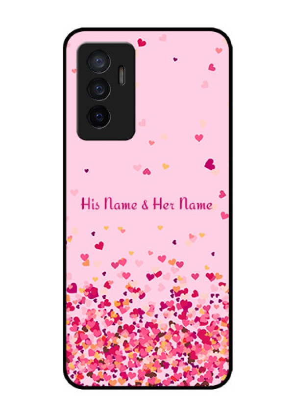 Vivo V23E 5G Photo Printing on Glass Case - Floating Hearts Design