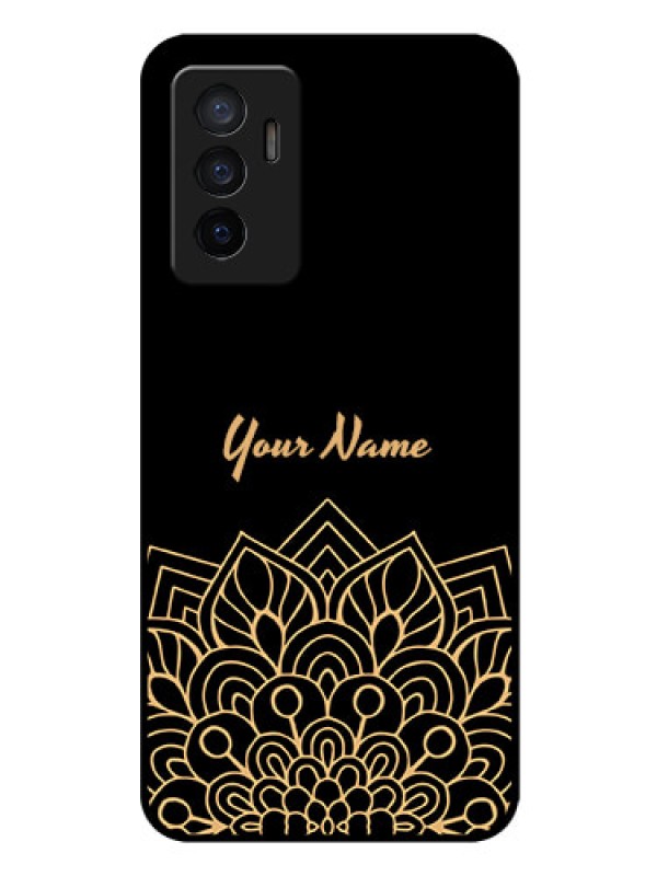 Custom Vivo V23E 5G Custom Glass Phone Case - Golden mandala Design