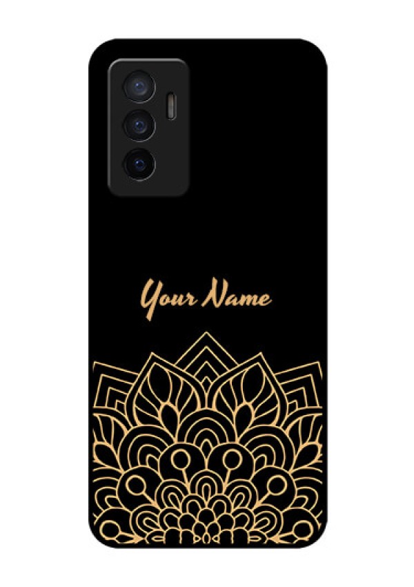 Vivo V23E 5G Custom Glass Phone Case - Golden mandala Design