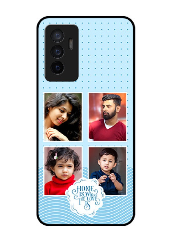 Vivo V23E 5G Custom Glass Phone Case - Cute love quote with 4 pic upload Design