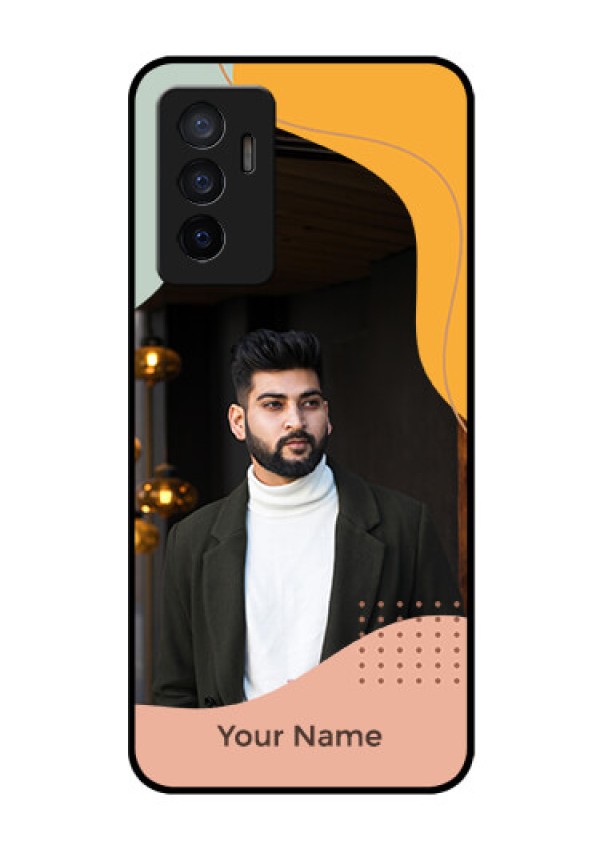 Vivo V23E 5G Personalized Glass Phone Case - Tri-coloured overlay design