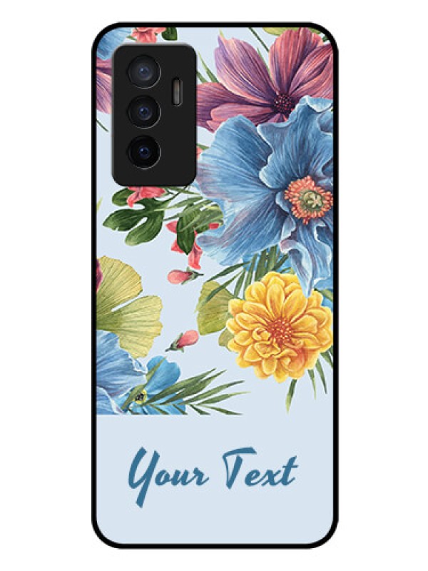 Custom Vivo V23E 5G Custom Glass Mobile Case - Stunning Watercolored Flowers Painting Design