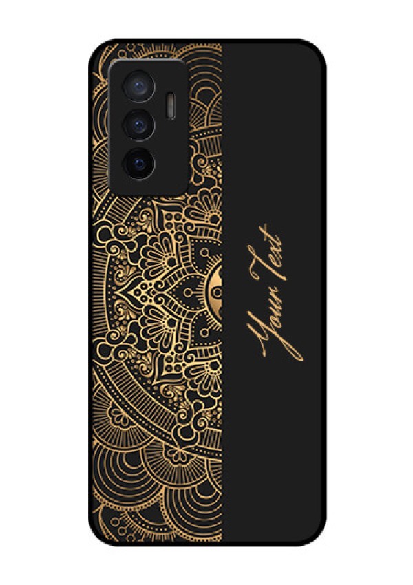 Vivo V23E 5G Photo Printing on Glass Case - Mandala art with custom text Design