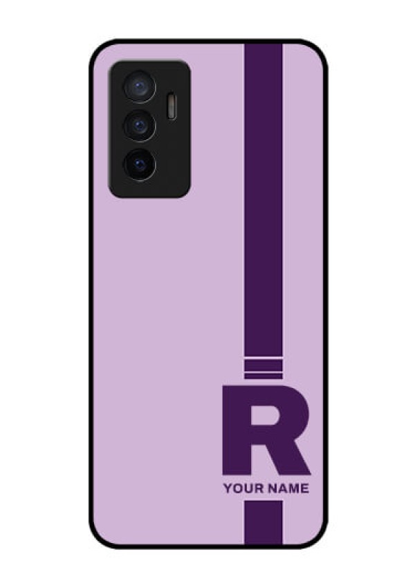 Vivo V23E 5G Photo Printing on Glass Case - Simple dual tone stripe with name Design