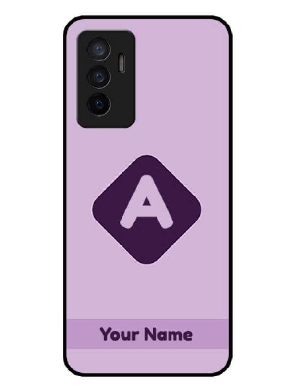 Custom Vivo V23E 5G Custom Glass Mobile Case - Custom Letter in curved badge Design