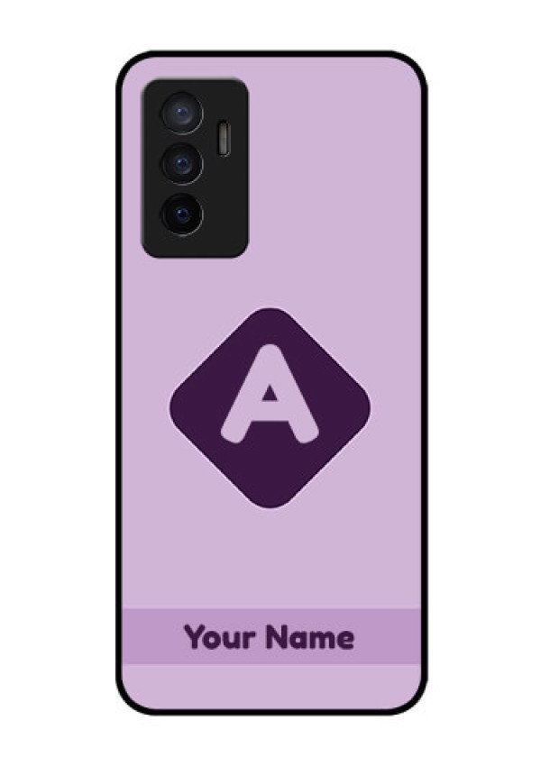 Vivo V23E 5G Custom Glass Mobile Case - Custom Letter in curved badge Design