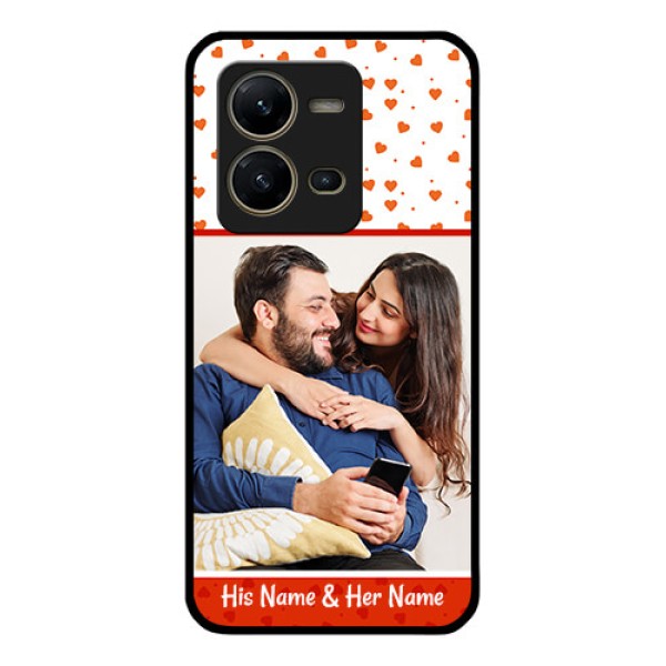 Vivo V25 5G Custom Glass Phone Case - Orange Love Symbol Design