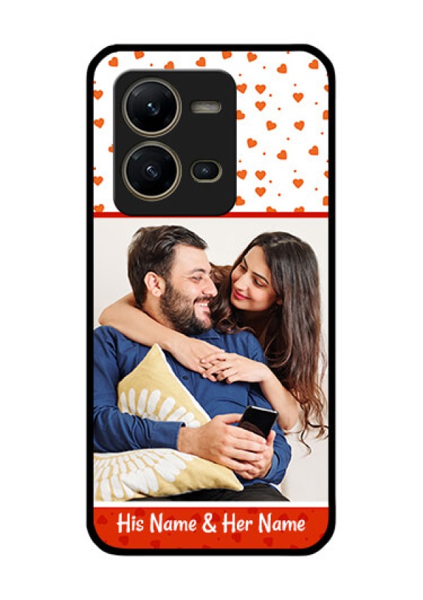 Vivo V25 5G Custom Glass Phone Case - Orange Love Symbol Design