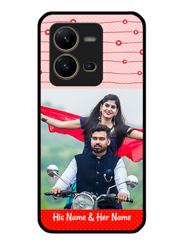 Custom Vivo V25 5G Personalized Glass Phone Case - Red Pattern Case Design