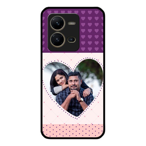 Vivo V25 5G Custom Glass Phone Case - Violet Love Dots Design Vivo V25 5G Custom Glass Phone Case - Violet Love Dots Design