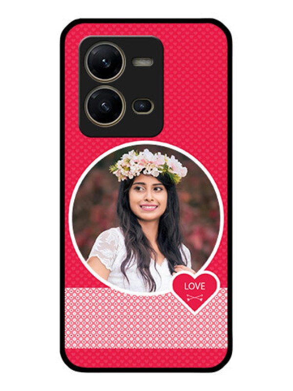 Custom Vivo V25 5G Personalised Glass Phone Case - Pink Pattern Design