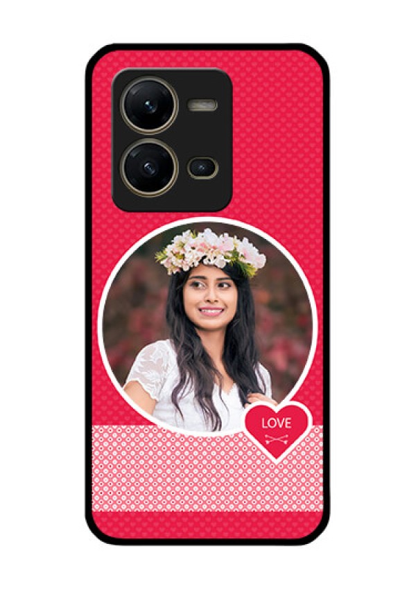 Vivo V25 5G Personalised Glass Phone Case - Pink Pattern Design