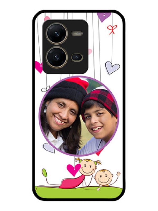 Custom Vivo V25 5G Photo Printing on Glass Case - Cute Kids Phone Case Design
