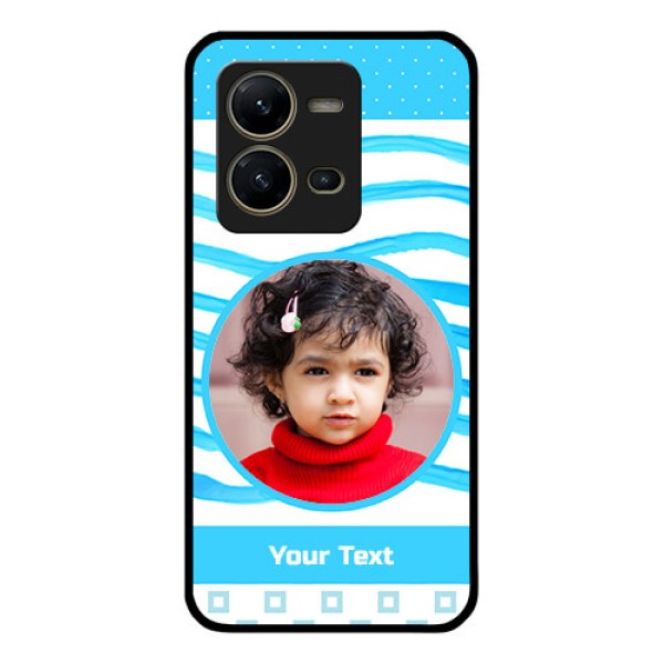 Vivo V25 5G Custom Glass Phone Case - Simple Blue Case Design