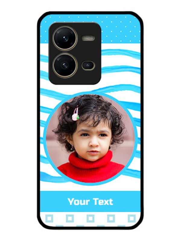 Custom Vivo V25 5G Custom Glass Phone Case - Simple Blue Case Design