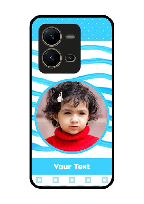 Vivo V25 5G Custom Glass Phone Case - Simple Blue Case Design