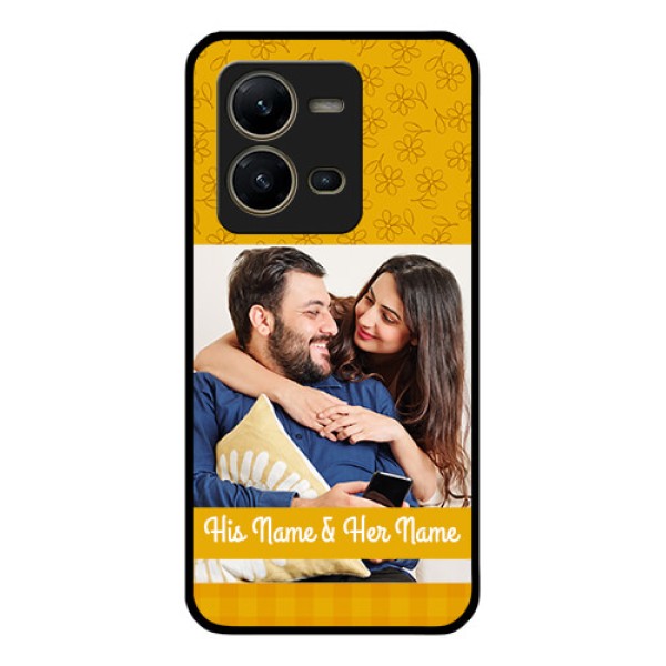 Vivo V25 5G Custom Glass Mobile Case - Yellow Floral Design Vivo V25 5G Custom Glass Mobile Case - Yellow Floral Design