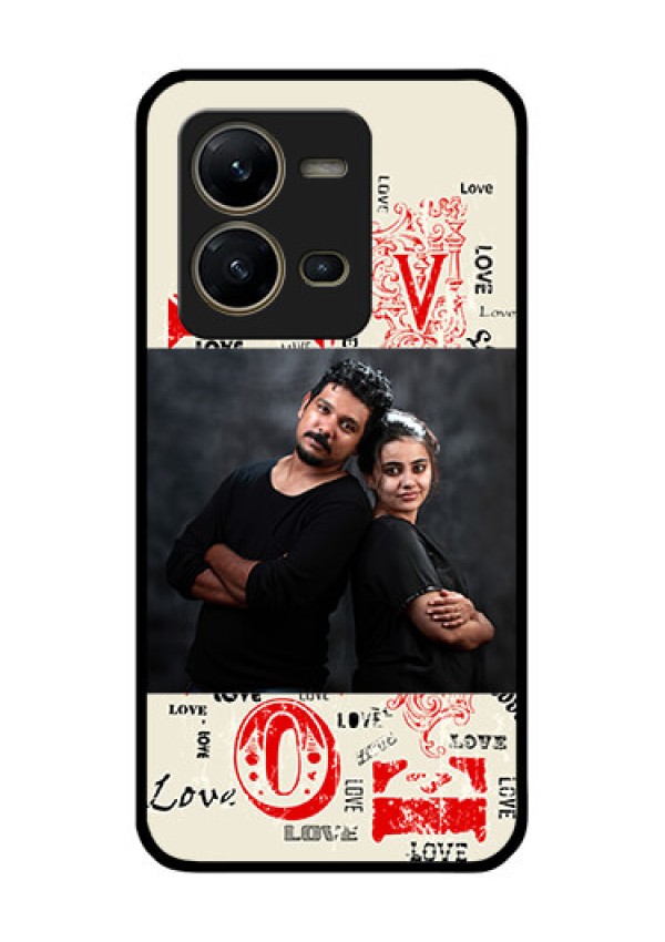 Vivo V25 5G Photo Printing on Glass Case - Trendy Love Design Case