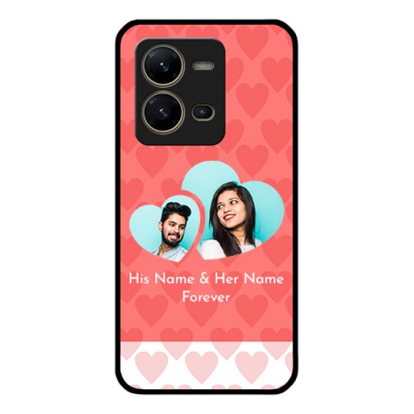 Vivo V25 5G Personalized Glass Phone Case - Couple Pic Upload Design